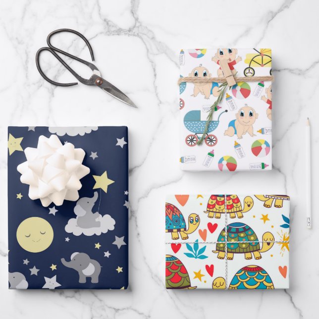 Hoja De Papel De Regalo Ducha de Bebé  (Anverso)