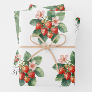 Hoja De Papel De Regalo Ducha de bebé dulce fresa bebé rústica de mercado