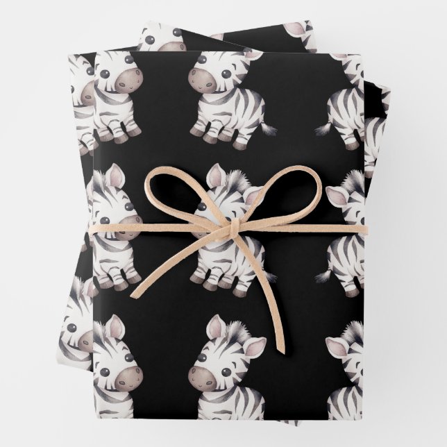 Hoja De Papel De Regalo Ducha de bebé lindo patrón de cebra (In situ)