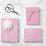 Hoja De Papel De Regalo Ducha de novia de encaje floral rosa<br><div class="desc">Ducha de novia de encaje floral rosa</div>