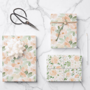 Hoja De Papel De Regalo Ducha de Novia de Flores de Melocotón Hermosas