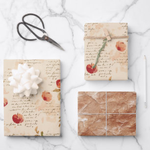 Hoja De Papel De Regalo Ducha de Novia de Manzanas Rojas Francesas