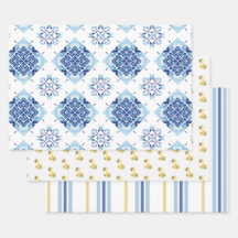 Ducha Nupcial Brillante de Limón con Azulejos Azul