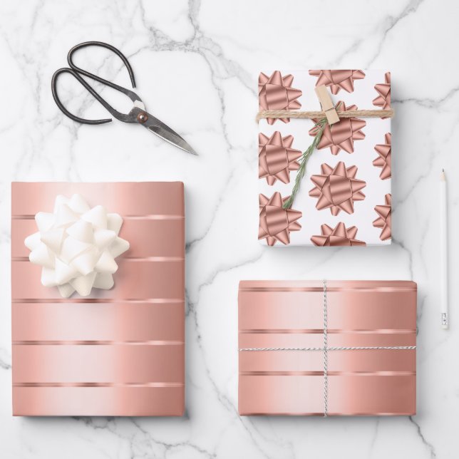 Hoja De Papel De Regalo Ducha nupcial con cinta de oro Rosa (Anverso)