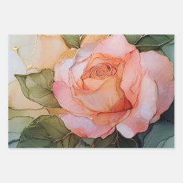 Hoja De Papel De Regalo Duche de Novia Floral Rosa Melocotón Romántica