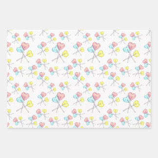 Hoja De Papel De Regalo dulce dulce dulce dulce corazón lollipops envoltur