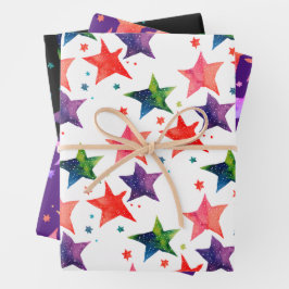 Hoja De Papel De Regalo Dulce Estrella Colorida Noche Silenciosa Galaxia A