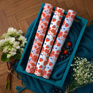 Hoja De Papel De Regalo Dulce Fiesta de Bebé de Fresa y Arándano Adorable 