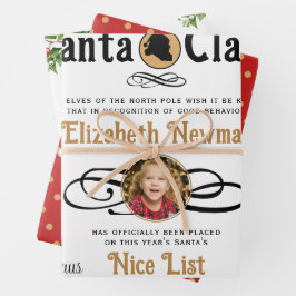 Hoja De Papel De Regalo Dulce foto de certificado de la lista buena de San