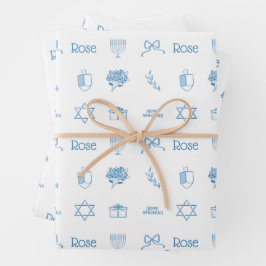 Hoja De Papel De Regalo Dulce Hanukkah Preppy personalizado