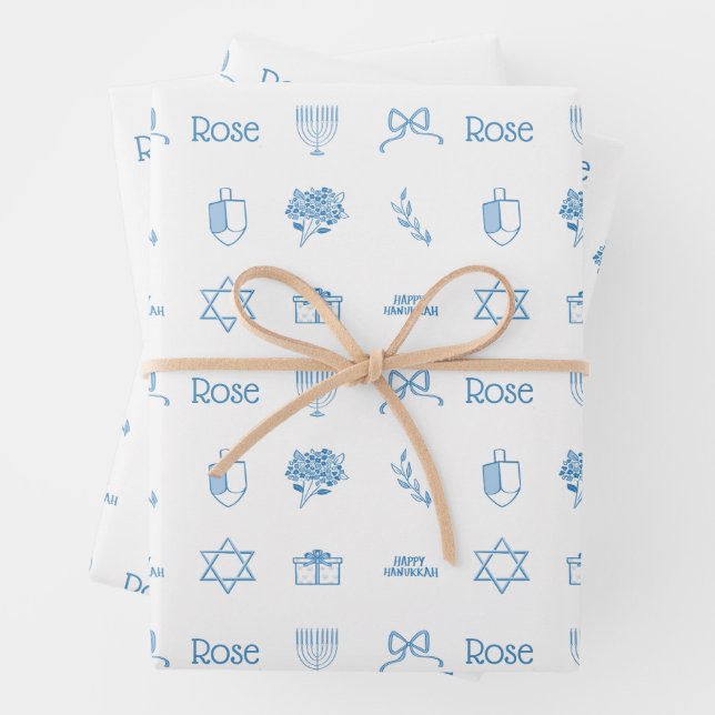 Hoja De Papel De Regalo Dulce Hanukkah Preppy personalizado (In situ)