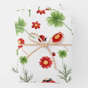 Hoja De Papel De Regalo Dulce jardín pequeño shower de mariquita bebé
