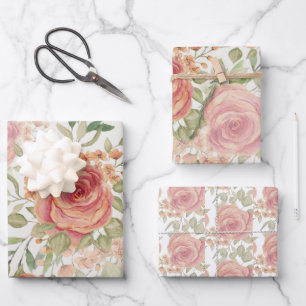 Hoja De Papel De Regalo Dulce Luz de Naranja y Rosas de Enrojecimiento Acu