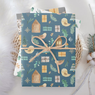 Hoja De Papel De Regalo Dulce Navidad escandinava suave pastel