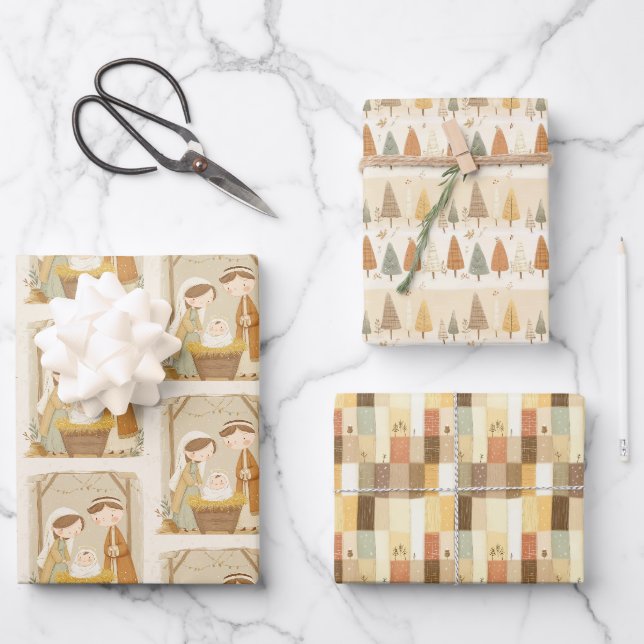 Hoja De Papel De Regalo Dulce Navidad Natividad (Anverso)