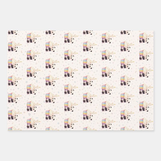Hoja De Papel De Regalo Dulce Panda de Pastel Cumpleaños Bebé 1 (Anverso)