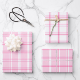 Hoja De Papel De Regalo Dulce Patrón de Cuadros Rosado y Blanco de Bebé
