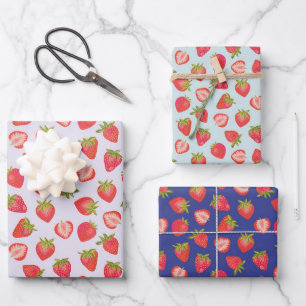 Hoja De Papel De Regalo Dulce Patrón de Fresa