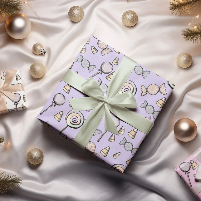 Hoja De Papel De Regalo Dulce Pequeño Un Candy Tema Bebé Cumpleaños (Adorable Baby Halloween Candy Wrapping Paper for Halloween Birthdays &October Baby Showers.)