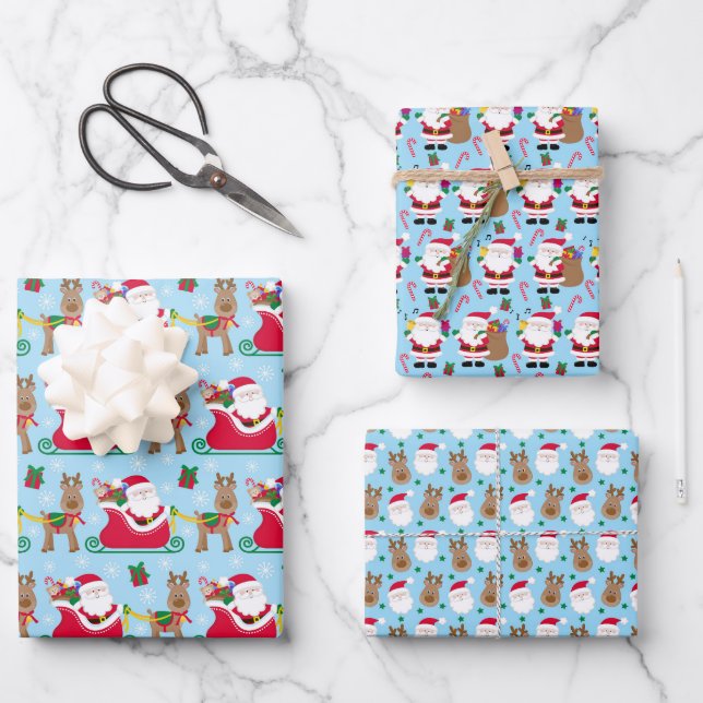 Hoja De Papel De Regalo Dulce Santa de Navidad (Anverso)