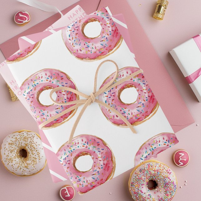 Hoja De Papel De Regalo Dulce tiempo Pastel Rosa Donut Cumpleaños (Subido por el creador)
