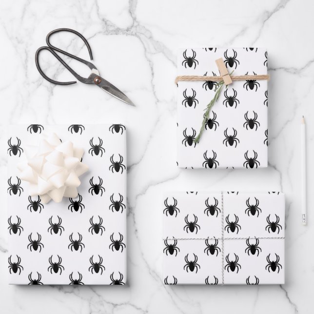 Hoja De Papel De Regalo Dulces Arañas de Halloween (Anverso)