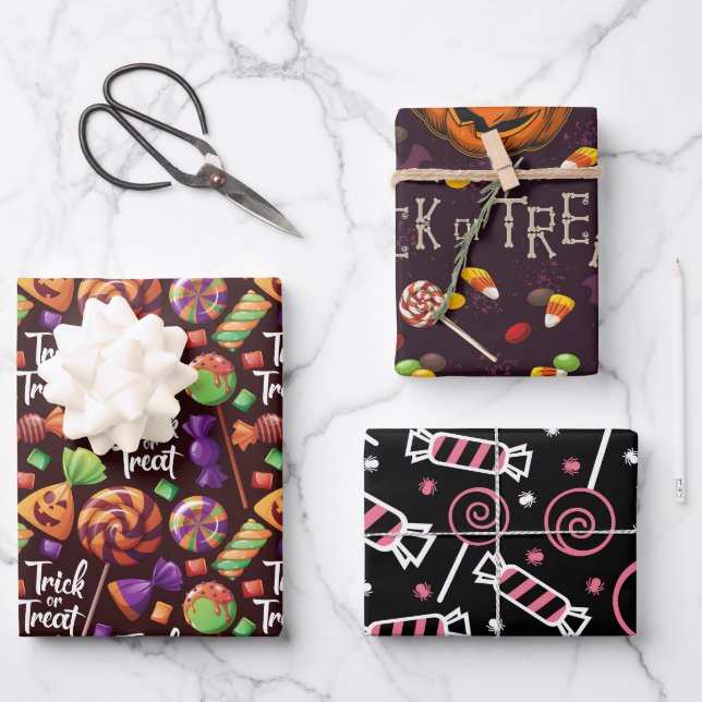 Hoja De Papel De Regalo Dulces de Halloween (Anverso)