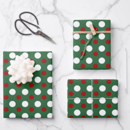 Hoja De Papel De Regalo Dulces Fiestas de Navidad Patrón de Lunares Verde