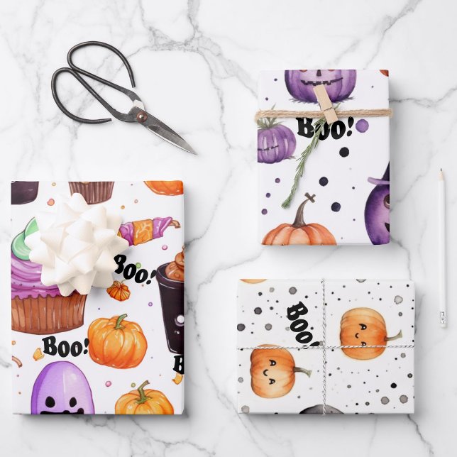 Hoja De Papel De Regalo dulces, golosinas y farolillos de Halloween (Subido por el creador)