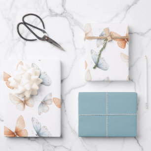 Hoja De Papel De Regalo Dulces Mariposas Azules Baby Shower