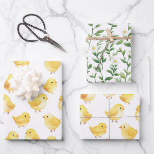 Hoja De Papel De Regalo Dulces pollitos margaritas baby shower