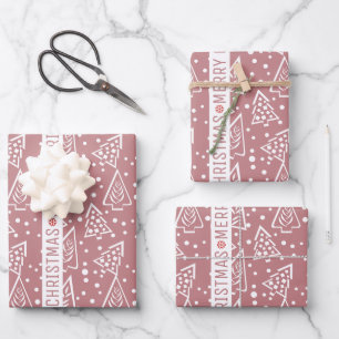 Hoja De Papel De Regalo Duste rosa y blancas fiestas navideñas