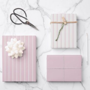 Hoja De Papel De Regalo Dusty Blush Pink Pinstripe - Clásico Minimalista