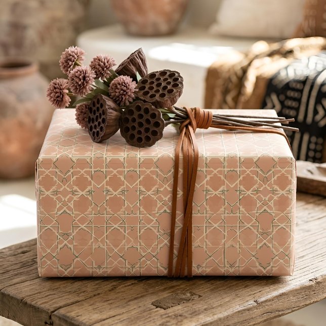 Hoja De Papel De Regalo Earthy Arabesque | Terracotta & Sage Set of (Styled Gift)