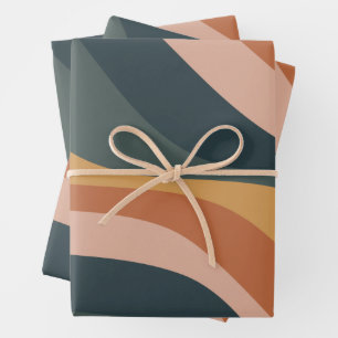 Hoja De Papel De Regalo Earthy Boho Resumen Wavy Swirl Lines Terracotta