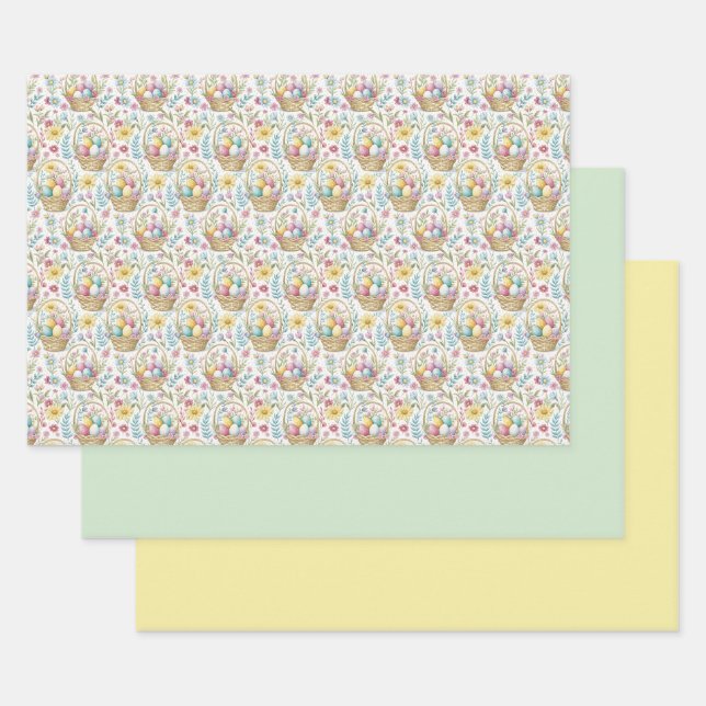Hoja De Papel De Regalo Easter Basket & Spring Floral Trio (Set)