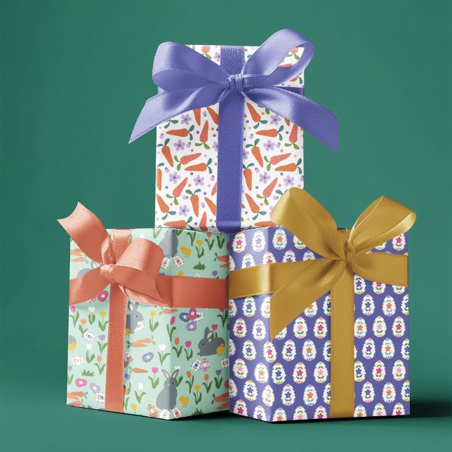 Hoja De Papel De Regalo Easter Eggs Bunnies & Carrots Easter Patterns (Subido por el creador)