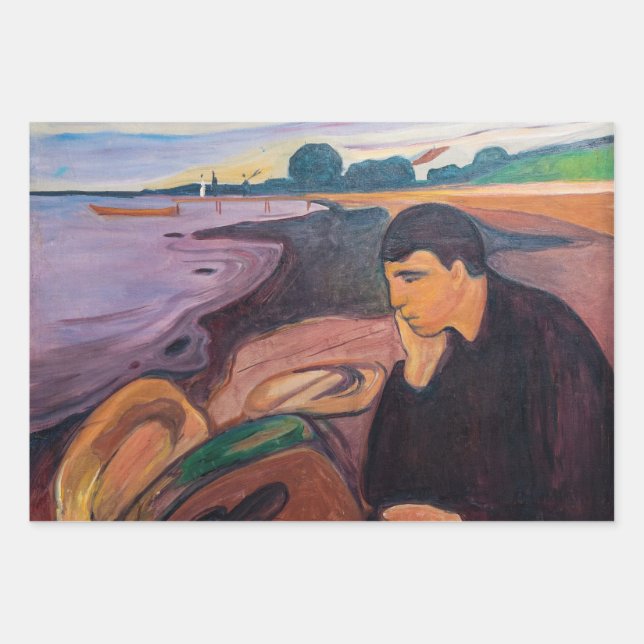 Hoja De Papel De Regalo Edvard Munch - Melancholy 1894 (Anverso)