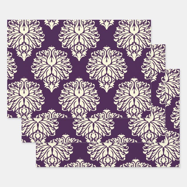 Hoja De Papel De Regalo Eggplant Southern Cottage Damask (Set)
