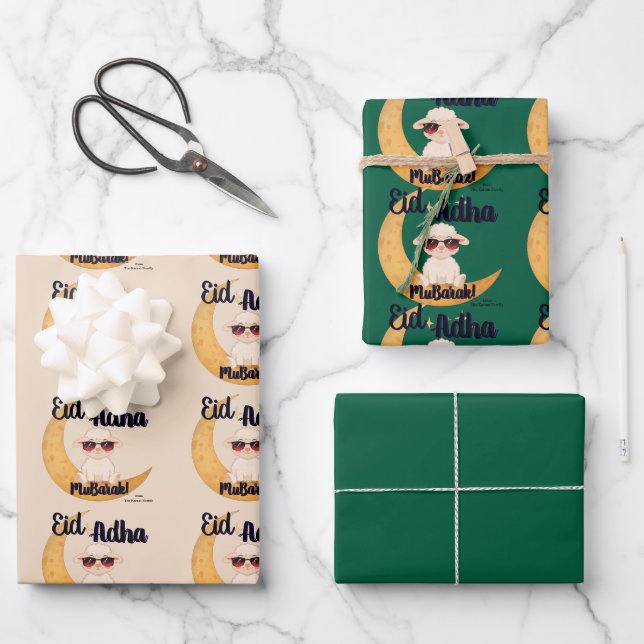Hoja De Papel De Regalo Eid Al Adha Cute Sheep Gift Wrap wrapping paper (Anverso)