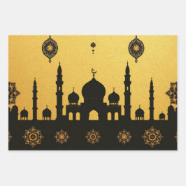 Hoja De Papel De Regalo Eid_Mosque_GoldBlack