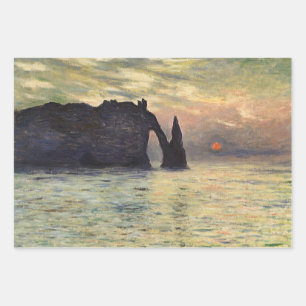 Hoja De Papel De Regalo El acantilado de Etretat, puesta de sol por Claude