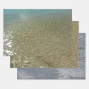 Hoja De Papel De Regalo El agua en la playa resumen la fotografía de la na