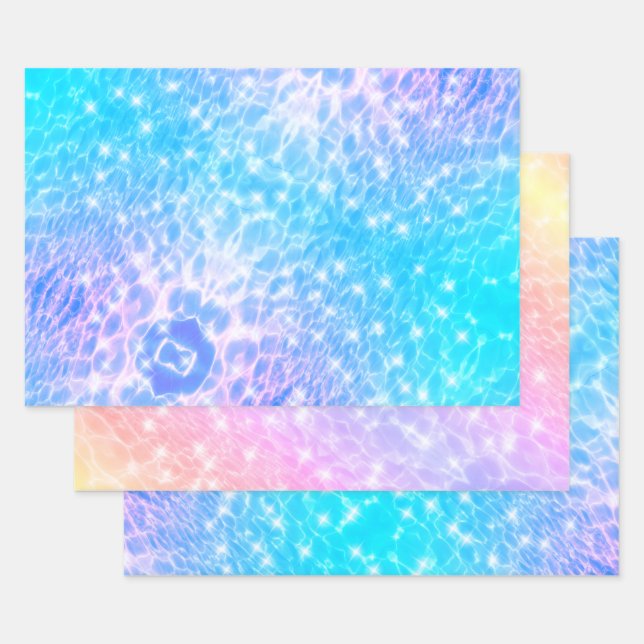 Hoja De Papel De Regalo El agua riega texturas de agua moda moderna elegan (Set)