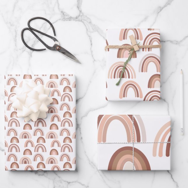 Hoja De Papel De Regalo El arcoiris rosa beige del Boho Rubor (Anverso)