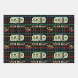 Hoja De Papel De Regalo El Camper Vintage Difundió El Patrón De Alegría Pl