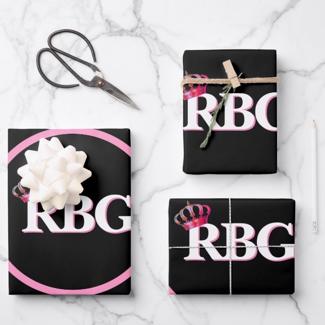 Hoja De Papel De Regalo El célebre negro rosado RBG (Anverso)