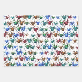 Hoja De Papel De Regalo El colorido patrón de araña espeluznaba divertida 