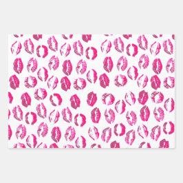 Hoja De Papel De Regalo El día de San Valentín de Besos de pintalabios ros