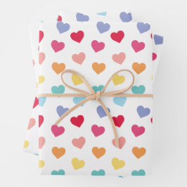 Hoja De Papel De Regalo El día de San Valentín de corazones arcoiris confe